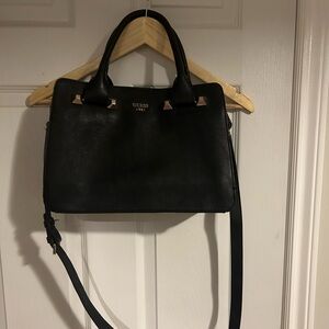 GUESS Black Satchel with Gold-Tone Accents